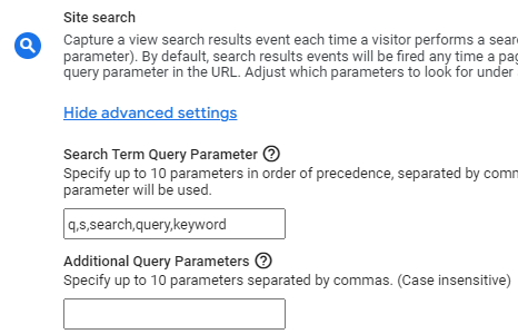 Enhanced Event Site Search configuration