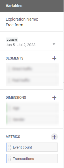 GA4 Explore - Imported metrics