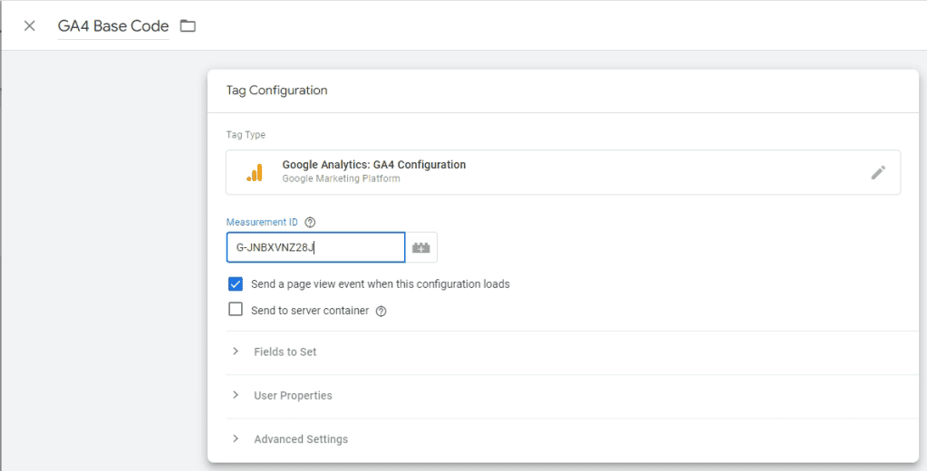 Google Analytics configuration using tag manager